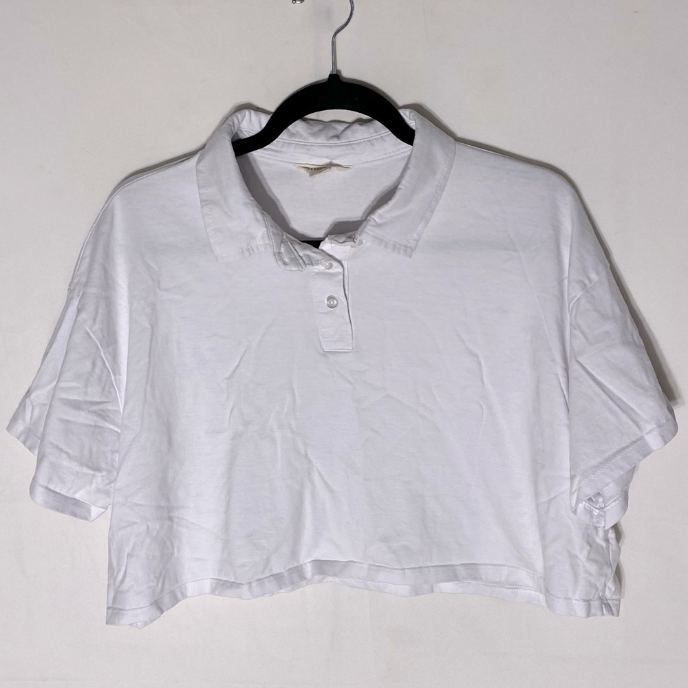 5/$25 Aeropostale Classic White Polo Short Sleeve Crop Top L